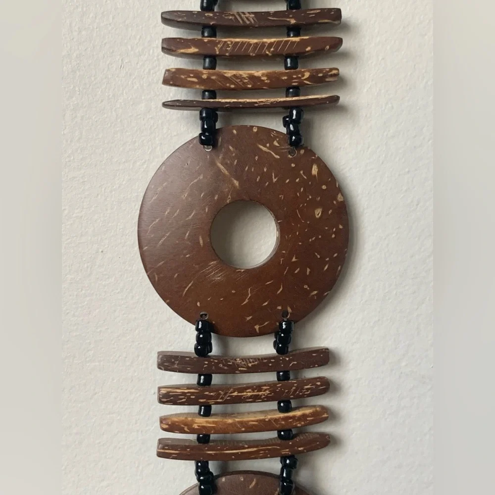 Women’s Brown Coconut Shell Seed Bead Button Belt